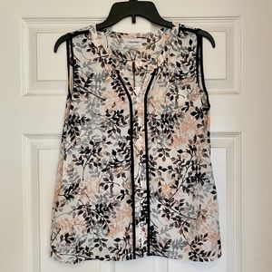 Calvin Klein Split V-Neck Sleeveless Top Size L